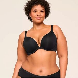 Cacique 40DD Smooth Boost Plunge Bra Black Lane Bryant